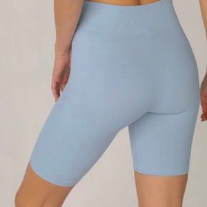 Baby Blue Ribbed Biker Shorts